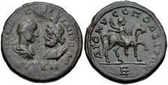 MOESIA INFERIOR, Dionysopolis. Gordian III. AD 238-244. Æ Pentassarion (26mm, 14.25 g, 1h). Laureate, draped, and cuirassed bust of Gordian and draped bust of Serapis, wearing calathus, facing one ano