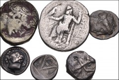 GREEK. Miscellaneous. Lot of twelve AR issues. Includes: LUCANIA, Poseidonia. Diobol // MACEDON. Akanthos. Tetrobol // KINGS of MACEDON. temp. Alexander III – Philip III. Tetradrachm, in the name of A