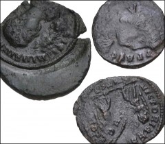 ROMAN. Imperial. Lot of three (3) Constantinian Æ Mis-strikes and Errors. Includes: One Constantinian era follis struck approximately30% off center // Constantinian Reduced Follis obverse brockage // 