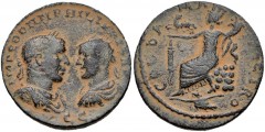 SYRIA, Coele-Syria. Damascus. Philip I, with Philip II. AD 244-249. Æ (28mm, 14.06 g, 12h). Draped and cuirassed busts of Philip I, laureate, and Philip II, radiate, facing one another / Fortuna seate