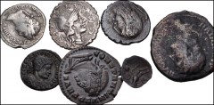 MIXED. Lot of six (6) Roman Republican & Imperial coins, and one (1) Celtic Æ. Includes: C. Malleolus. AR Denarius. Crawford 282/3 // L. Hostilius Saserna. AR Denarius. Crawford 448/3 // Hadrian. AR D