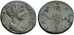 LYDIA, Tabala. Faustina Junior. Augusta, AD 147-175. Æ (17mm, 3.63 g, 6h). Struck circa AD 152-175. Draped bust right / Facing statue of Artemis Ephesia. RPC IV online 3342.6 = SNG von Aulock 8271 (th