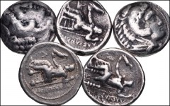 GREEK. Northern Greece. Lot of five (5) Macedonian AR tetradrachms. All coins: KINGS of MACEDON. temp. Alexander III – Philip III or later. AR Tetradrachm. All in the name of Alexander III. Various mi