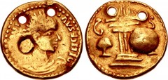 ANCIENT COINS USED IN INDIA & INDIAN IMITATIONS. Uncertain Romano-Sasanian. Circa 3rd-4th centuries AD. AV “Dinar” (21mm, 8.13 g, 12h). Indian imitation. [...]ΛVI[...](retrograde J) ΛVS(retrograde E)(