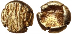 IONIA, Uncertain. Circa 650-600 BC. EL Myshemihekte – Twenty-fourth Stater (6mm, 0.56 g). Lydo-Milesian standard. Flattened striated surface / Incuse square. Weidauer –; Karwiese, Artemision, Type I.6