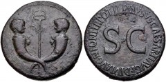 Tiberius & Germanicus Gemellus. AD 19-37/8 and 19-23/4, respectively. Æ Sestertius (34mm, 26.50 g, 6h). Rome mint. Struck under Tiberius, AD 22-23. Crossed cornucopia, each surmounted by the bareheade