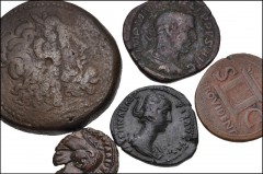 MIXED. Lot of eight (8) Greek, Roman Provincial and Imperial bronzes. Includes: Ptolemaic Kings of Egypt. Ptolemy III. Æ Oktobol // Roman Imperial: Divus Augustus. Æ As // Diva Faustina Senior. Æ Sest