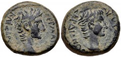 LYDIA, Sardis. Germanicus, with Drusus. Caesar, 15 BC-AD 19. Æ (14mm, 2.93 g, 12h). Bare head of Germanicus / Bare head of Drusus. RPC I 2992; BMC 110-12. VF, earthen green patina.