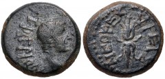 LYDIA, Philadelphia (as Neocaesarea). Tiberius Gemellus(?). Caesar, AD 35-37. Æ (14mm, 2.82 g, 12h). Bare head right / Winged thunderbolt. LS 24 (under Tiberius Gemellus; same obv. die as illustration