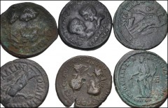 ROMAN. Provincial. Lot of twelve (12) bronze from Moesia Inferior and Thrace. Includes: Marcianopolis: Septimius Severus & Julia Domna // Caracalla & Julia Domna // Caracalla & Geta // Macrinus & Diad