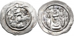 LOCAL ISSUES, Tokharistan. Uncertain Ruler. Mid 6th-early 7th century. AR Drachm (28mm, 4.00 g, 4h). Imitating a drachm of the Sasanian king Kavād (Kavādh) I. Uncertain mint in Baktria or Zabulistan. 