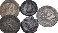 ROMAN. Provincial. Lot of five (5) AR and BI Tetradrachms. Includes: SYRIA, Seleucis and Pieria. Laodicea ad Mare. Caracalla. AR Tetradrachm. McAlee, Severan Group 5, 38; Prieur 1178 // Antioch. Phili