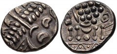 CELTIC, Durotriges. Uninscribed. Circa 65 BC-AD 45. Pale AV Stater (19mm, 5.44 g, 8h). Cranborne Chase (Durotrigan E) type. Devolved head of Apollo right / Disjointed horse left; pellets above, pellet