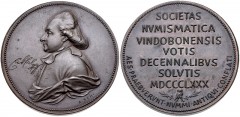 AUSTRIA, Kaisertum Österreich-Ungarn. temp. Franz Josef I. 1867-1916. Æ Medal (35mm, 26.58 g, 12h). 10th Anniversary (Decennalia) of the Österreichische Numismatische Gesellschaft. By Anton Scharff. D