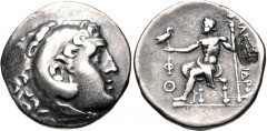 LYCIA, Phaselis. Circa 218/7-186/5 BC. AR Tetradrachm (30mm, 15.94 g, 12h). In the name and types of Alexander III of Macedon. Dated CY 9 (210/09 BC). Head of Herakles right, wearing lion skin / Zeus 