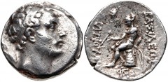 SELEUKID EMPIRE. Antiochos IV Epiphanes. 175-164 BC. AR Tetradrachm (26mm, 16.97 g, 12h). Seleukeia on the Tigris mint. Diademed head right / Apollo Delphios seated left on omphalos, testing arrow, re