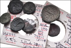 GREEK. Magna Graecia & Sicily. Lot of eight (8) bronzes of Paestum from the RBW Collection. Includes: Æ Triens: HN 1191 // HN 1200 // HN 1201 // Æ Quadrans: HN 1192 // HN 1206 // HN 1210 // Æ Sextans: