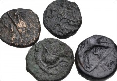 GREEK. Magna Graecia & Sicily. Lot of four (4) bronzes of Paestum from the RBW Collection. All coins: LUCANIA, Paestum (Poseidonia): Small module bronzes (13-16mm). Fine to Near VF, some roughness and