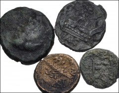GREEK. Magna Graecia & Sicily. Lot of four (4) bronzes of Paestum from the RBW Collection. All coins: LUCANIA, Paestum (Poseidonia): Small module bronzes (13-18mm). Average Fine, some roughness and ce