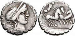 EASTERN EUROPE, Imitations of Roman Republican. Geto-Dacians. After 79 BC. AR Serrate Denarius (18.5mm, 3.50 g, 9h). Imitating C. Naevius Balbus. Diademed head of Venus right / Victory driving triga r