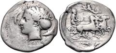 SICILY, Syracuse. Dionysios I. 405-367 BC. AR Hemidrachm (17mm, 2.01 g, 2h). Obverse die signed by the artist E– (Euarchidas or Euainetos?). Struck circa 405-400 BC. Boehringer, Münzprägungen, pl. II,