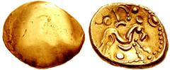 CELTIC, Northern Gaul (Comata). Ambiani. Circa 60-55 BC. AV Stater (6.09 gm). Gallo-Belgic E Type. Estimate $500 CELTIC, Northern Gaul (Comata). Ambiani. Circa 60-55 BC. AV Stater (6.09 gm). Gallo-Bel