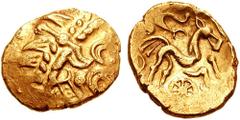 CELTIC, Britain. Atrebates. Circa 55-45 BC. AV Stater (6.03 gm). Abstract (Selsey Two Faced) Type. Estimate $600 CELTIC, Britain. Atrebates. Circa 55-45 BC. AV Stater (6.03 gm). Abstract (Selsey Two F