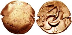CELTIC, Britain. Corieltauvi. Circa 45-10 BC. AV Stater (5.53 gm). South Ferriby Uniface Type. Estimate $400 CELTIC, Britain. Corieltauvi. Circa 45-10 BC. AV Stater (5.53 gm). South Ferriby Uniface Ty