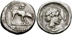 SICILY, Panormos. Punic Occupation. Circa 425-300 BC. AR Didrachm (8.44 gm). Struck circa 425-410 BC. Estimate $1000 SICILY, Panormos. Punic Occupation. Circa 425-300 BC. AR Didrachm (8.44 gm). Struck