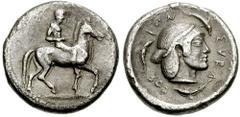 SICILY, Syracuse. Deinomenid Tyranny. 485-466 BC. AR Didrachm (7.68 gm). Struck under Gelon or Hieron I, circa 478-475 BC. Estimate $750 SICILY, Syracuse. Deinomenid Tyranny. 485-466 BC. AR Didrachm (