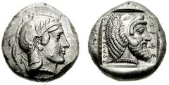 DYNASTS of LYCIA. Kherei. Circa 410-390 BC. AR Stater (8.55 gm). Telmessos mint. Estimate $1000 DYNASTS of LYCIA. Kherei. Circa 410-390 BC. AR Stater (8.55 gm). Telmessos mint. Head of Athena right, w