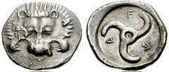 DYNASTS of LYCIA. Vedrei. Circa 380-370 BC. AR Stater (9.68 gm). Estimate $500 DYNASTS of LYCIA. Vedrei. Circa 380-370 BC. AR Stater (9.68 gm). Facing lion's scalp; triskeles below / Triskeles. Podali