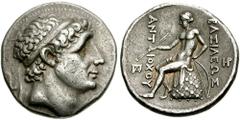 SELEUKID KINGS of SYRIA. Antiochos I Soter. 280-261 BC. AR Tetradrachm (17.16 gm). Seleukeia on the Tigris mint. Estimate $400 SELEUKID KINGS of SYRIA. Antiochos I Soter. 280-261 BC. AR Tetradrachm (1