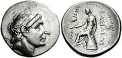 SELEUKID KINGS of SYRIA. Antiochos II Theos. 261-246 BC. AR Tetradrachm (16.74 gm). Lysimachia mint. Estimate $300 SELEUKID KINGS of SYRIA. Antiochos II Theos. 261-246 BC. AR Tetradrachm (16.74 gm). L