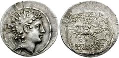 SELEUKID KINGS of SYRIA. Antiochos VI Dionysos. 145-142 BC. AR Tetradrachm (16.61 gm). Antioch mint. Dated SE 170 (143/2 BC). Estimate $1000 SELEUKID KINGS of SYRIA. Antiochos VI Dionysos. 145-142 BC.
