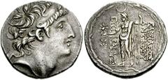 SELEUKID KINGS of SYRIA. Antiochos VIII (Grypos). 121-98/6 BC. AR Tetradrachm (16.56 gm). Ake-Ptolemais mint. Struck circa 118-115 BC. Estimate $200 SELEUKID KINGS of SYRIA. Antiochos VIII (Grypos). 1