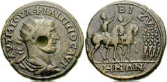 THRACE, Bizya. Philip I. 244-249 AD. Æ 34mm (25.47 gm). Estimate $1000 THRACE, Bizya. Philip I. 244-249 AD. Æ 34mm (25.47 gm). AVT K M IVL FILIPPOC AVG, radiate, draped, and cuirassed bust right / BIZ