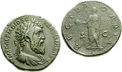 DIDIUS JULIANUS. 193 AD. Æ Sestertius (24.35 gm). Estimate $2500 DIDIUS JULIANUS. 193 AD. Æ Sestertius (24.35 gm). Laureate, draped, and cuirassed bust right / Julianus standing left, holding globe an