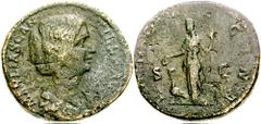 MANLIA SCANTILLA, wife of Didius Julianus. Augusta, 193 AD. Æ Sestertius (24.70 gm). Estimate $750 MANLIA SCANTILLA, wife of Didius Julianus. Augusta, 193 AD. Æ Sestertius (24.70 gm). Draped bust righ