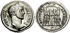 GALERIUS, as Caesar. 293-305 AD. AR Argenteus (3.09 gm). Rome mint. Struck 295-297 AD. Estimate $750 GALERIUS, as Caesar. 293-305 AD. AR Argenteus (3.09 gm). Rome mint. Struck 295-297 AD. Laureate hea
