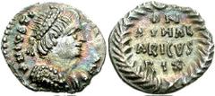 OSTROGOTHS. Athalaric. 526-534 AD. AR Quarter Siliqua (0.63 gm). Ravenna mint. Estimate $300 OSTROGOTHS. Athalaric. 526-534 AD. AR Quarter Siliqua (0.63 gm). Ravenna mint. Diademed and draped bust of 