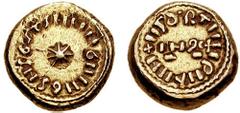 ARAB-BYZANTINE, Anonymous. Indiction 10=AH 93 (711/2 AD). AV Solidus (3.60 gm). Spanish mint. Estimate $2500 ARAB-BYZANTINE, Anonymous. Indiction 10=AH 93 (711/2 AD). AV Solidus (3.60 gm). Spanish min