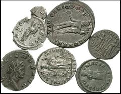 MIXED LOT. GREEK and ROMAN IMPERIAL. Lot of seven AR and Æ. Lot includes the following: GREEK. Caria, Kaunos. AR Obol // ROMAN IMPERIAL. Severus Alexander. AR Denarius. Aequitas // Gallienus. Antonini