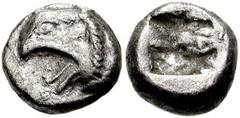 IONIA, Phokaia(?). Circa 6th-5th Century BC. AR Hemidrachm or Diobol (10mm, 1.55 gm). Head of griffin left / Quadripartite incuse square. BMC Ionia pg. 215, 82; SNG Copenhagen -; SNG Kayhan 514; SNG v