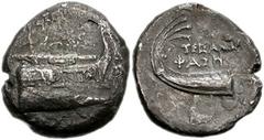 LYCIA, Phaselis. Circa 250-220 BC. AR Stater (20mm, 8.94 gm).Teisandros, magistrate. Prow of galley right; thunderbolt, shrimp right below / Stern of galley right; TEIΣAN[ΔΡOΣ] above. Heipp-Tamer 145 