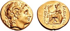 KINGS of THRACE. Lysimachos. 305-281 BC. AV Stater (8.56 gm, 12h). Alexandria Troas mint. Struck circa 297/6-282/1 BC. Estimate $4000 KINGS of THRACE. Lysimachos. 305-281 BC. AV Stater (8.56 gm, 12h).