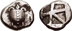 ISLANDS off ATTICA. Aegina. Circa 480-457 BC. AR Stater (12.17 gm, 2h). Estimate $2000 ISLANDS off ATTICA. Aegina. Circa 480-457 BC. AR Stater (12.17 gm, 2h). "T-back turtle", turtle with head in prof