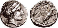 ELIS, Olympia. Circa 352 BC. AR Stater (12.04 gm, 12h). Hera mint. Struck during the 107th Olympiad. Estimate $5000 ELIS, Olympia. Circa 352 BC. AR Stater (12.04 gm, 12h). Hera mint. Struck during the