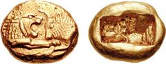 KINGS of LYDIA. Time of Kroisos. Circa 561-546 BC. AV Stater (8.06 gm). Sardes mint. Light series. Estimate $5000 KINGS of LYDIA. Time of Kroisos. Circa 561-546 BC. AV Stater (8.06 gm). Sardes mint. L