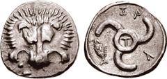 DYNASTS of LYCIA. Zagaba. Circa 380-375 BC. AR Stater (9.87 gm, 9h). Estimate $3000  DYNASTS of LYCIA. Zagaba. Circa 380-375 BC. AR Stater (9.87 gm, 9h). Facing lion's scalp / "ZA-G" in Lycian, Lycian
